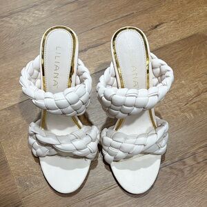 Liliana White Braided Heels